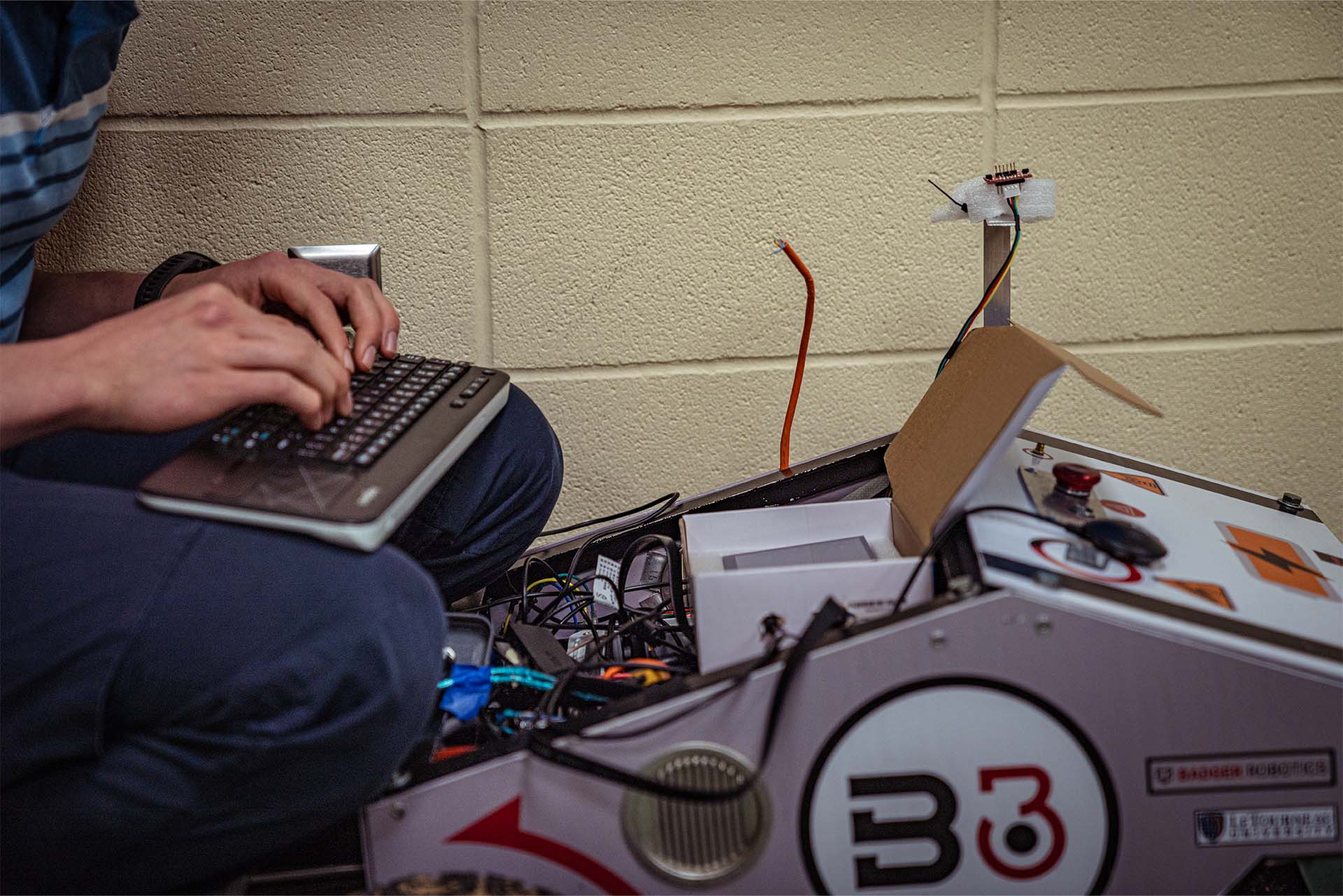 A student working on a project in the Applied Electromagnetics Lab