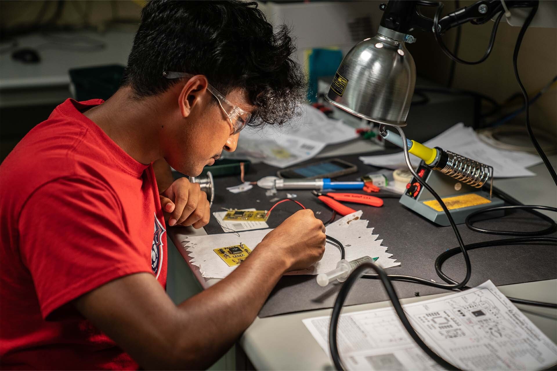 Students working in the Circuits Lab