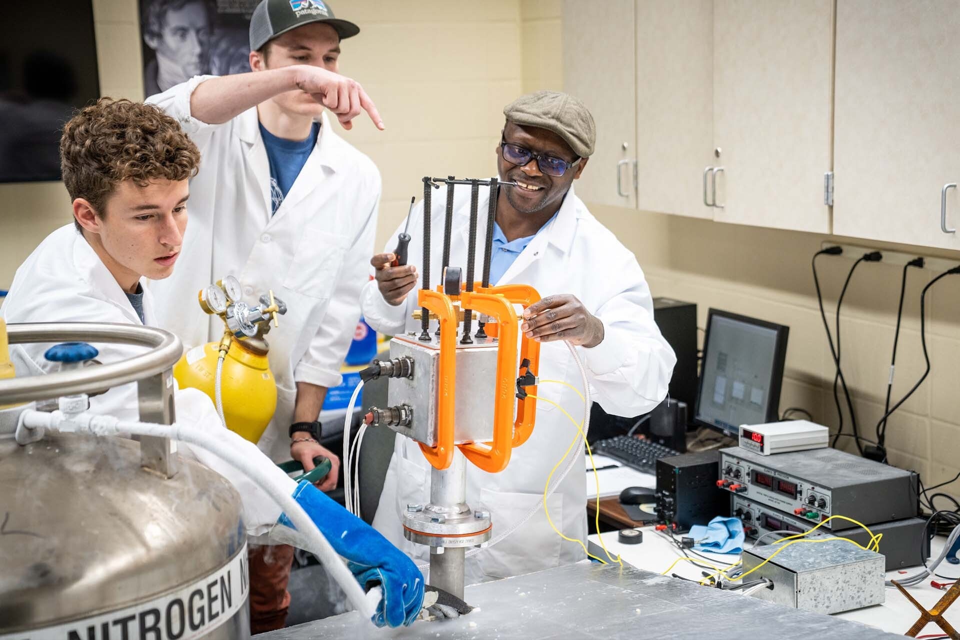 Students working in the Thermal Energy and Cryogenics Lab