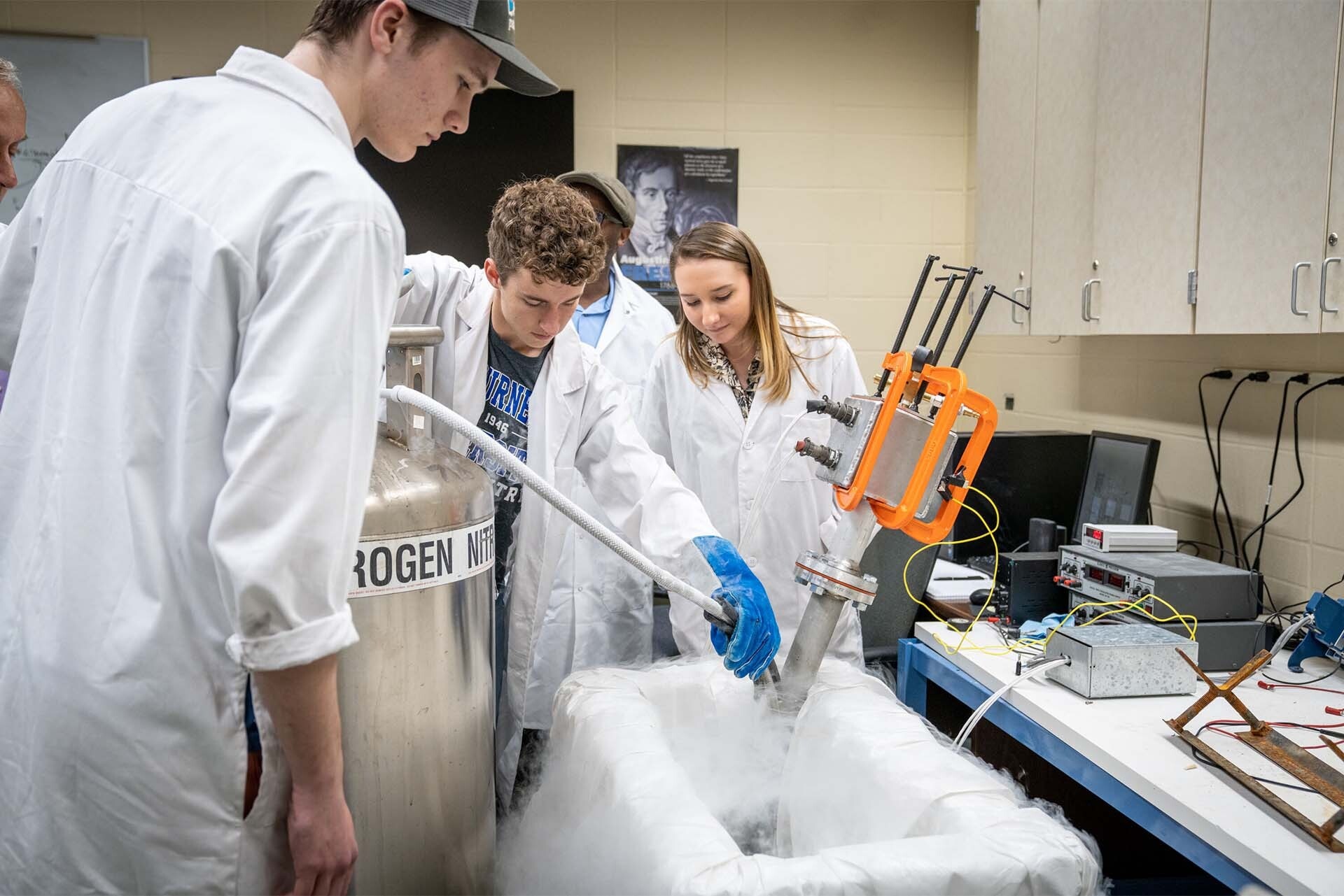 Students working in the Thermal Energy and Cryogenics Lab