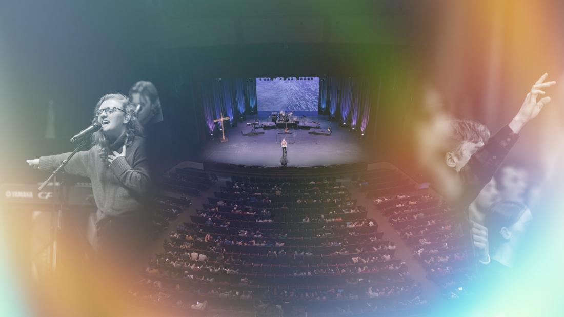 Students participating in chapel worship