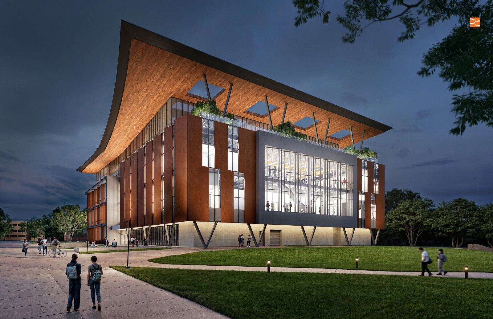Christian Polytechnic Center rendering, exterior, night
